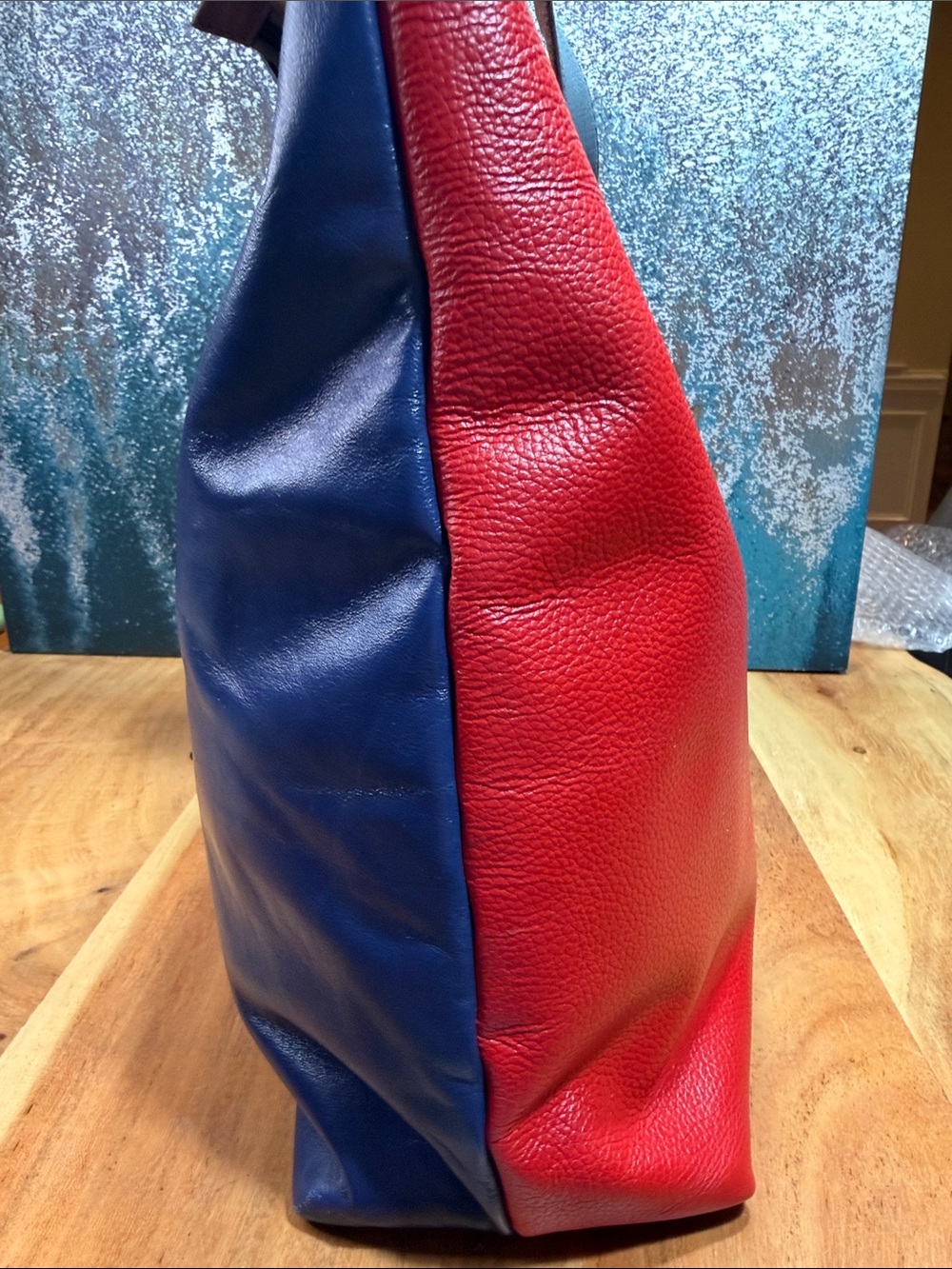 Soruka Minimalist 2010’s Colorblock Genuine Leather Hobo Bag EUC - Picture 4 of 12